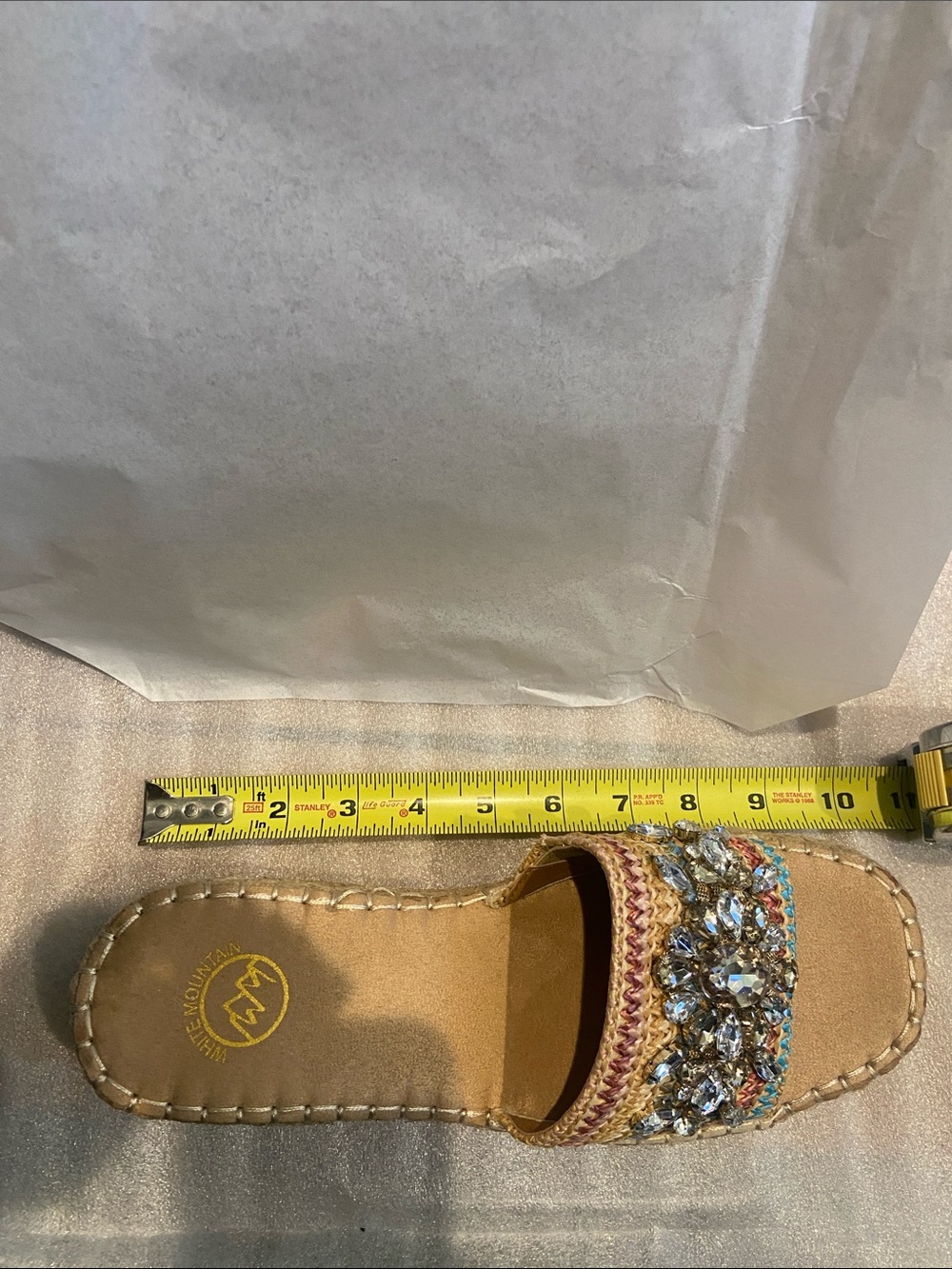 White Mountain NWOT Multi Gem Espadrille Slides - Picture 7 of 11